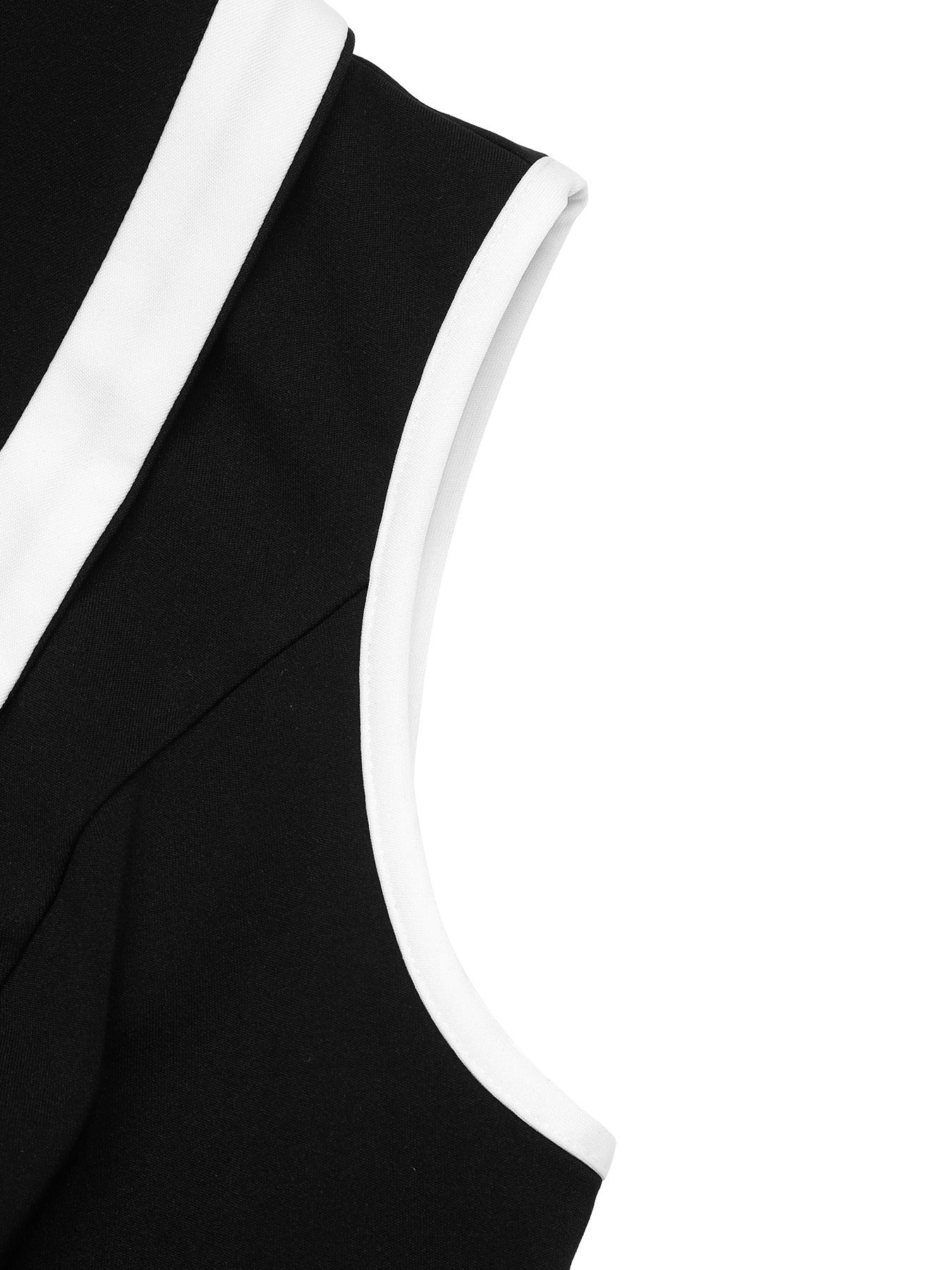 Minimalist Black-And-White Color-Block Fitted Skirt