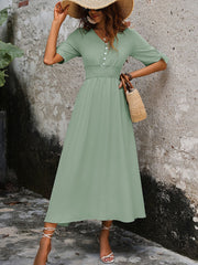 V-Neck Midi Skirt With Button Detailing
