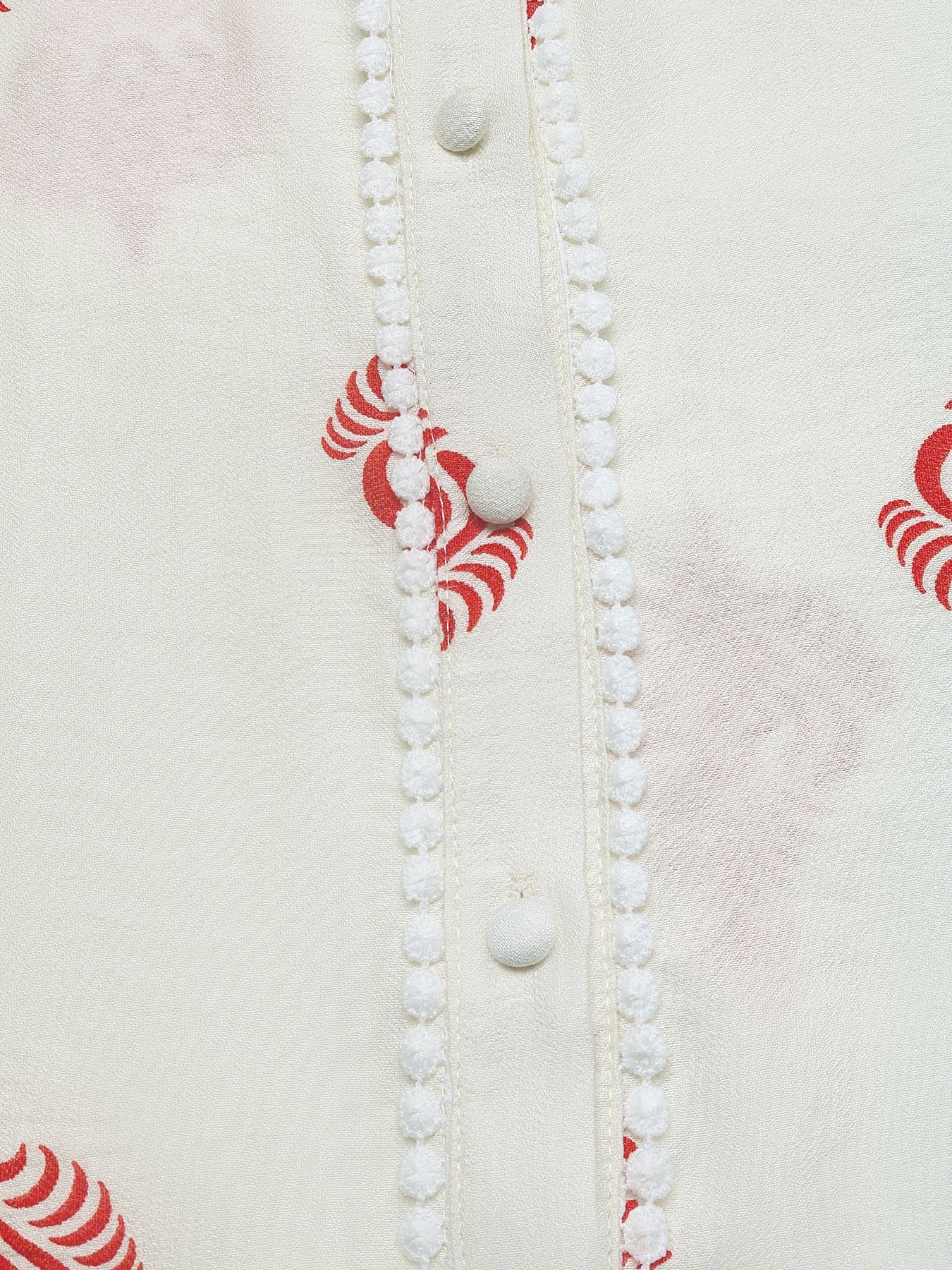 Embroidered Floral Shirt With A Small Stand Collar