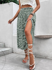 Casual Printed Skirt With A Slit