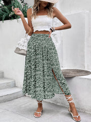 Casual Printed Skirt With A Slit