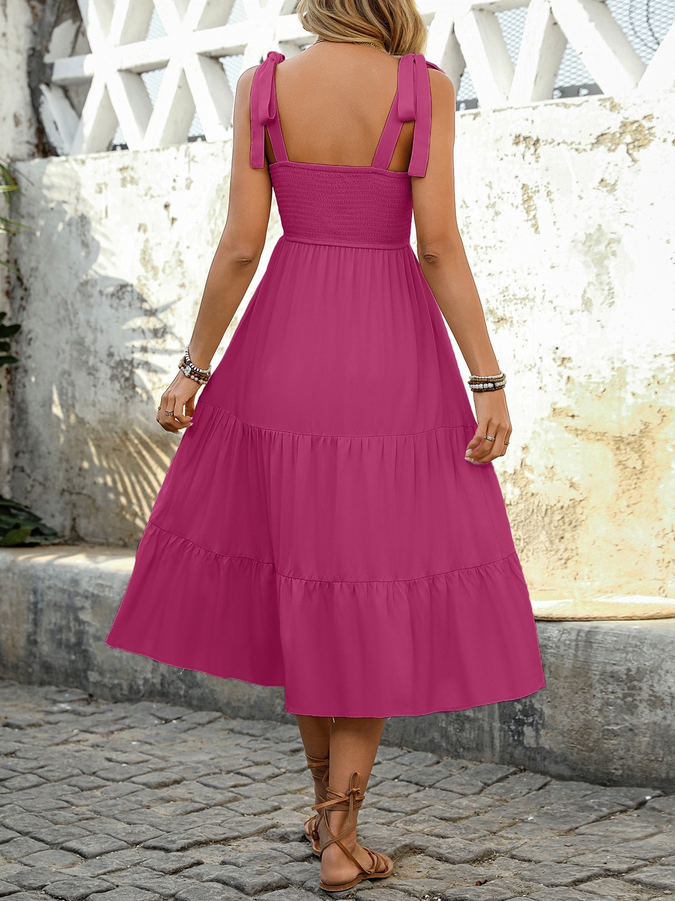 Ethnic Style Knit Patchwork Suspender Maxi Dress