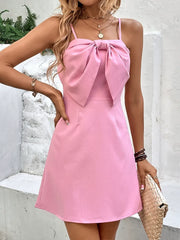 Pink Camisole Dress With A Bow At The Chest