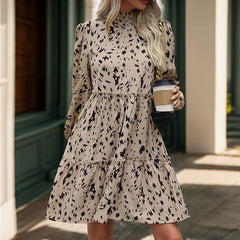 High-Neck Polka Dot Dress