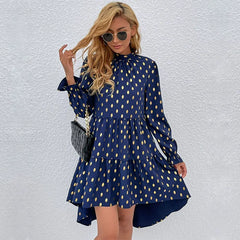 Long-Sleeve Ruffled A-Line Dress