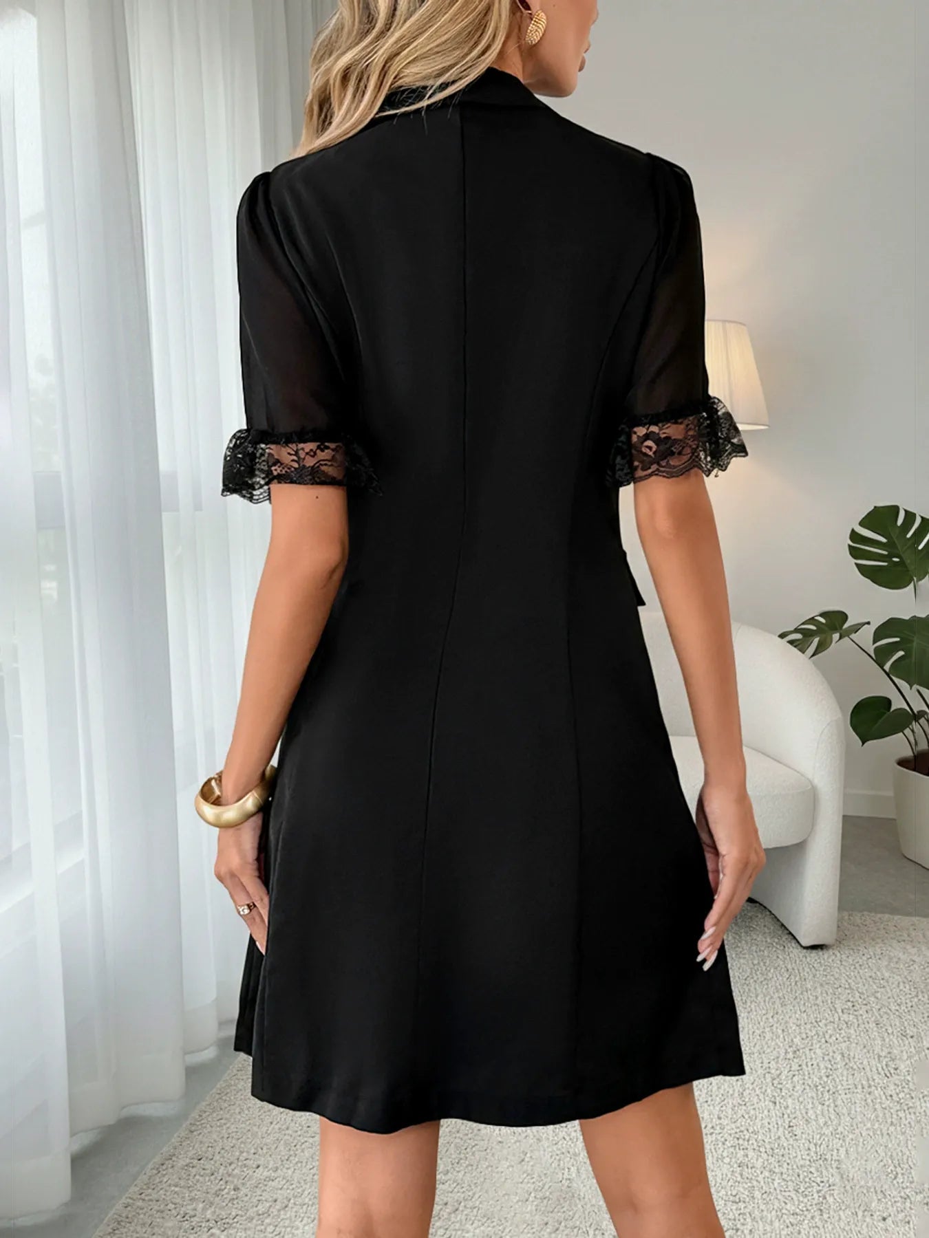 Black V-Neck Blazer Mini Dress