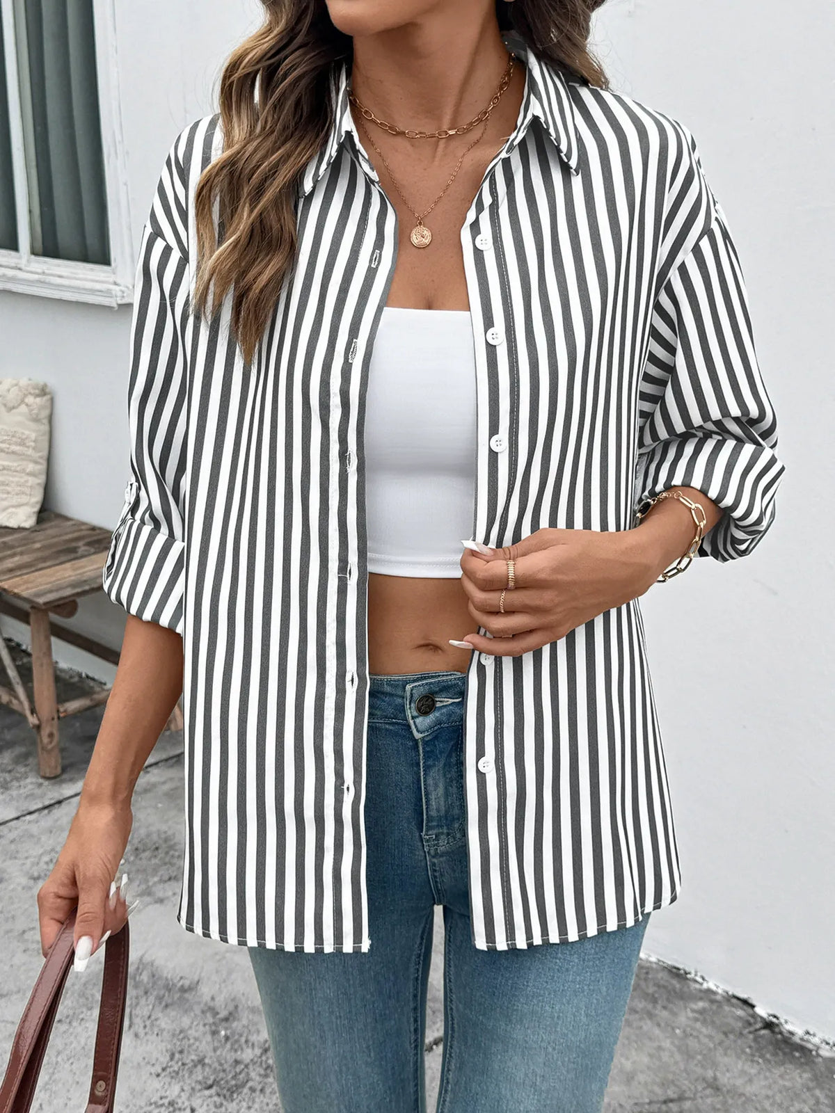 Casual Striped Long-Sleeve Shirt
