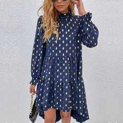 Long-Sleeve Ruffled A-Line Dress