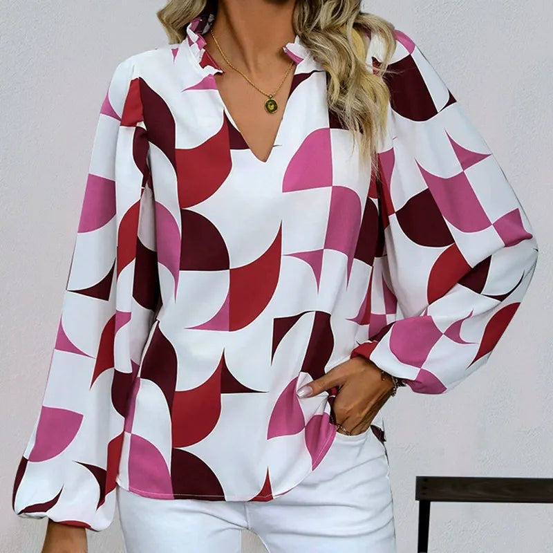 Geometric-Pprint Pullover Shirt
