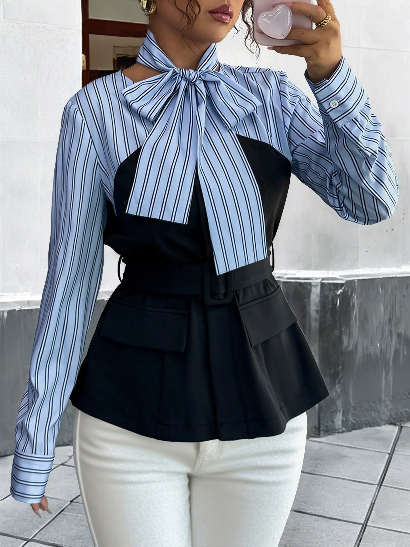 Faux Two-Piece Shirt Top