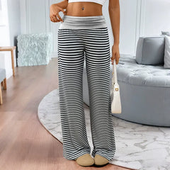 Color-Block Striped Wide-Leg Lounge Pants