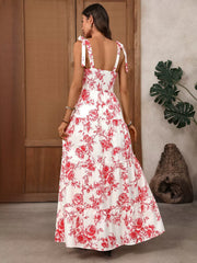 Sleeveless Long Dress With A Bow At The Shoulders