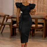 Ruffled Hip-Hugging Dress