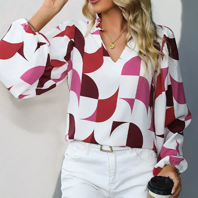 Geometric-Pprint Pullover Shirt
