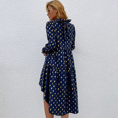 Long-Sleeve Ruffled A-Line Dress