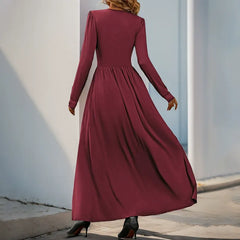 V-Neck Lace-Insert Wrap-Front Dress