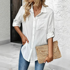 Long-Sleeved Button-Up Shirt With A Collar