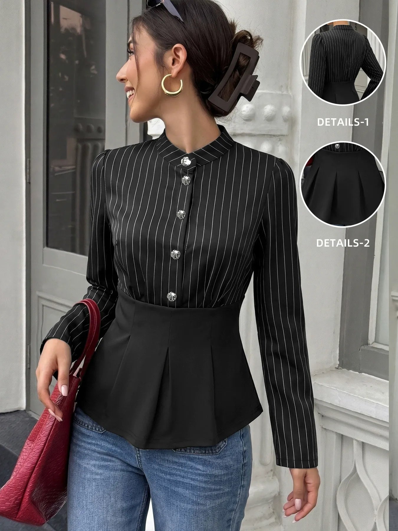Workwear Striped Long-Sleeved Fitted Shirt