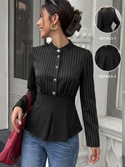 Workwear Striped Long-Sleeved Fitted Shirt