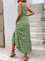 Sleeveless High-Waisted Floral Print Maxi Dress