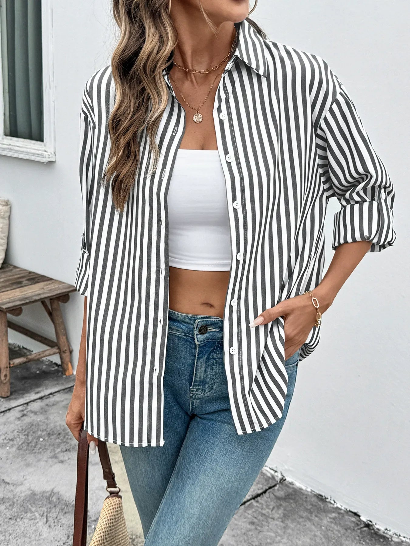 Casual Striped Long-Sleeve Shirt