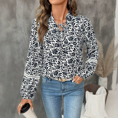 Flowy Long-Sleeved Cinched-Waist Top