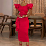 Ruffled Hip-Hugging Dress