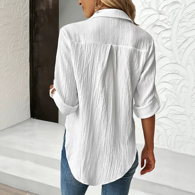 Long-Sleeved Button-Up Shirt With A Collar