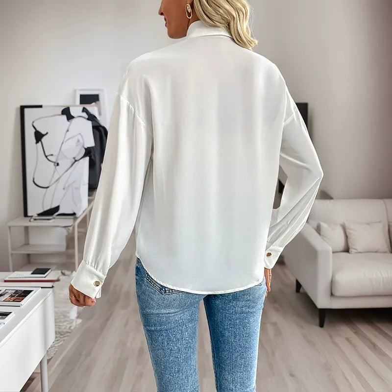 Collared Sequined Shirt Top