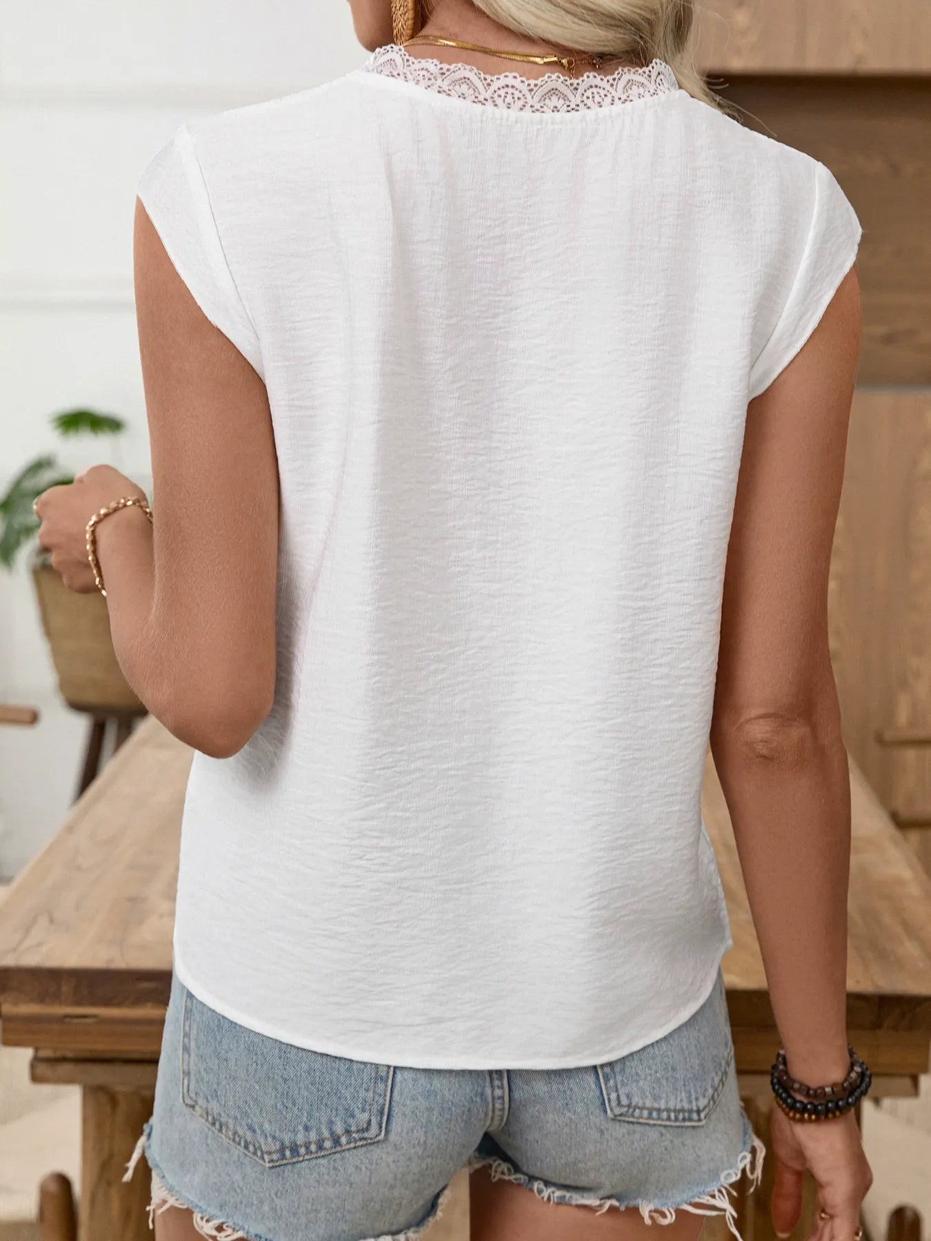 White Shirt With Lace Paneling