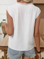 White Shirt With Lace Paneling
