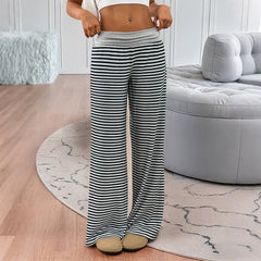 Color-Block Striped Wide-Leg Lounge Pants