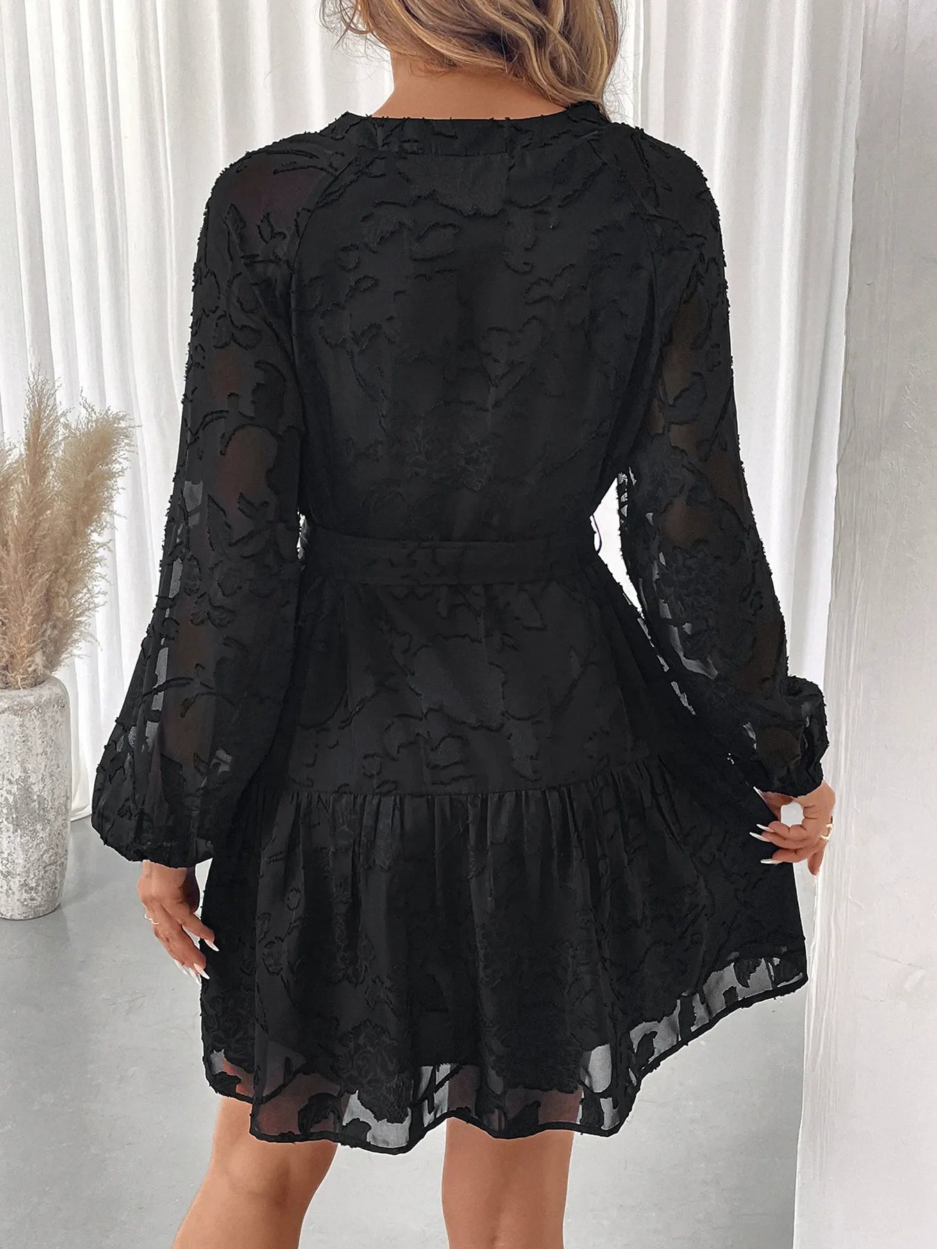 Versatile Lace Dress With A Waist-Cinching Tie