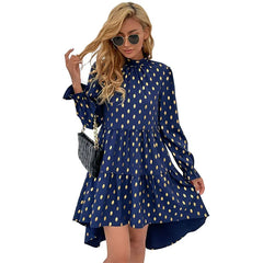 Long-Sleeve Ruffled A-Line Dress