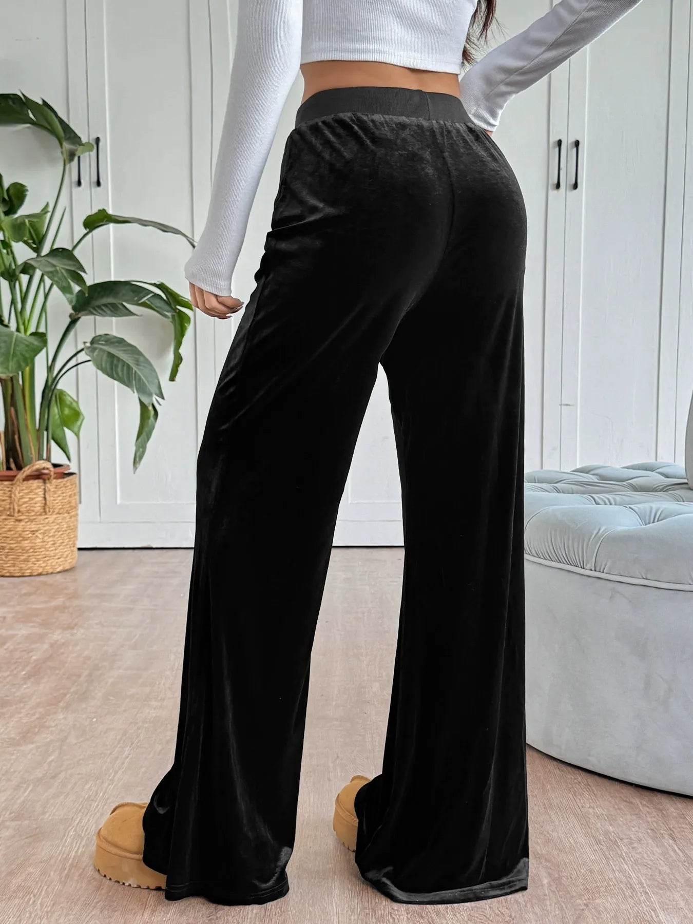 Drapey Velvet Flared Trousers