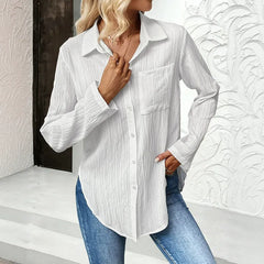 Long-Sleeved Button-Up Shirt With A Collar