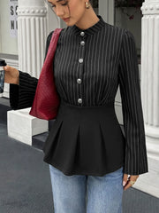 Workwear Striped Long-Sleeved Fitted Shirt