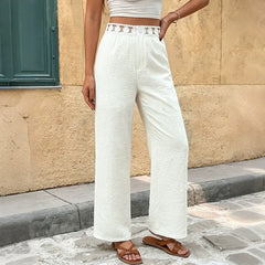 Trousers With Lace-Paneled Waistband