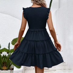Sleeveless Color-Block Smocked Dress