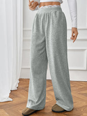 Lace Faux Two-Piece Straight Leg Trousers