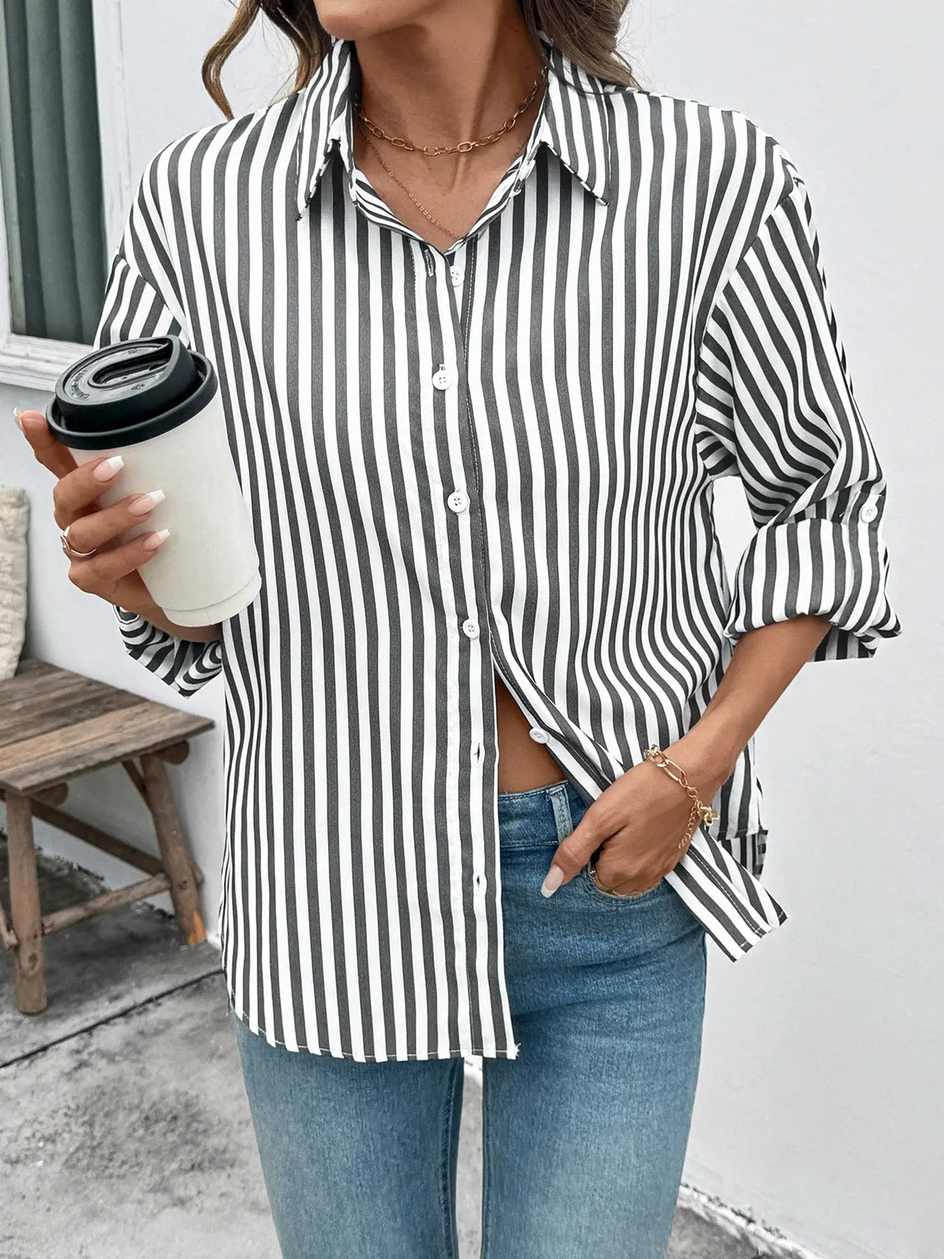 Casual Striped Long-Sleeve Shirt