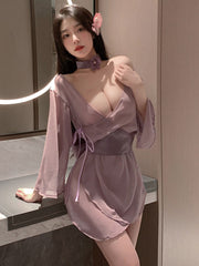 Purple Obi Kimono Lingerie Dress