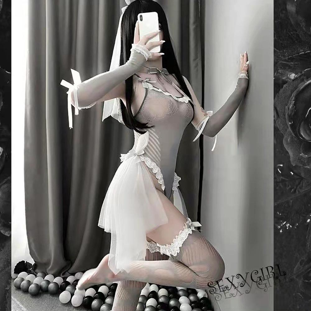 Lace Lingerie Set Bridal Mesh Teddy Bodysuit Cosplay Nightwear