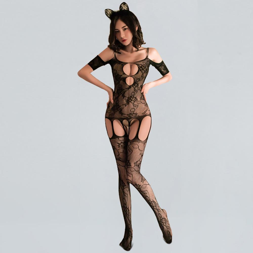 Women's Crotchless Floral Lace Bodystocking