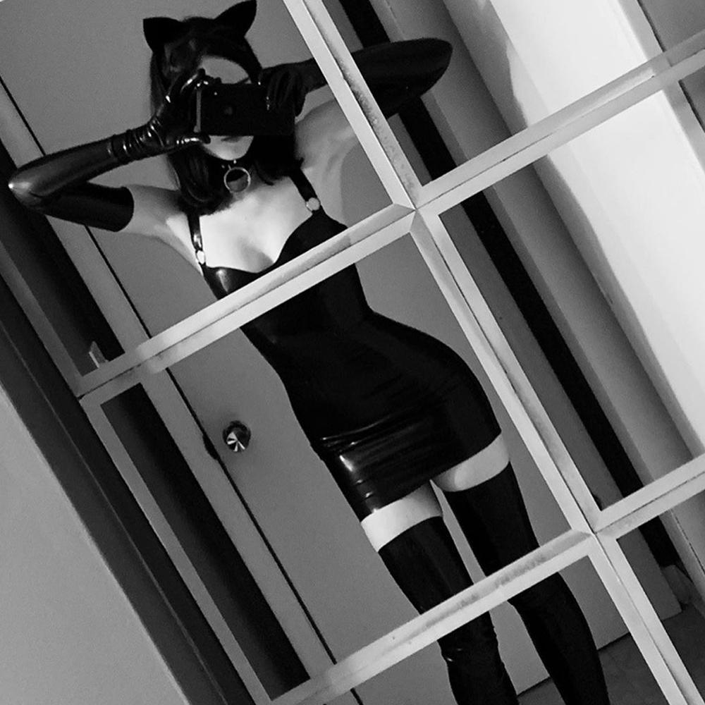Latex Fetish Dress Erotic Party Wear Black Wet Look Bodycon Dress