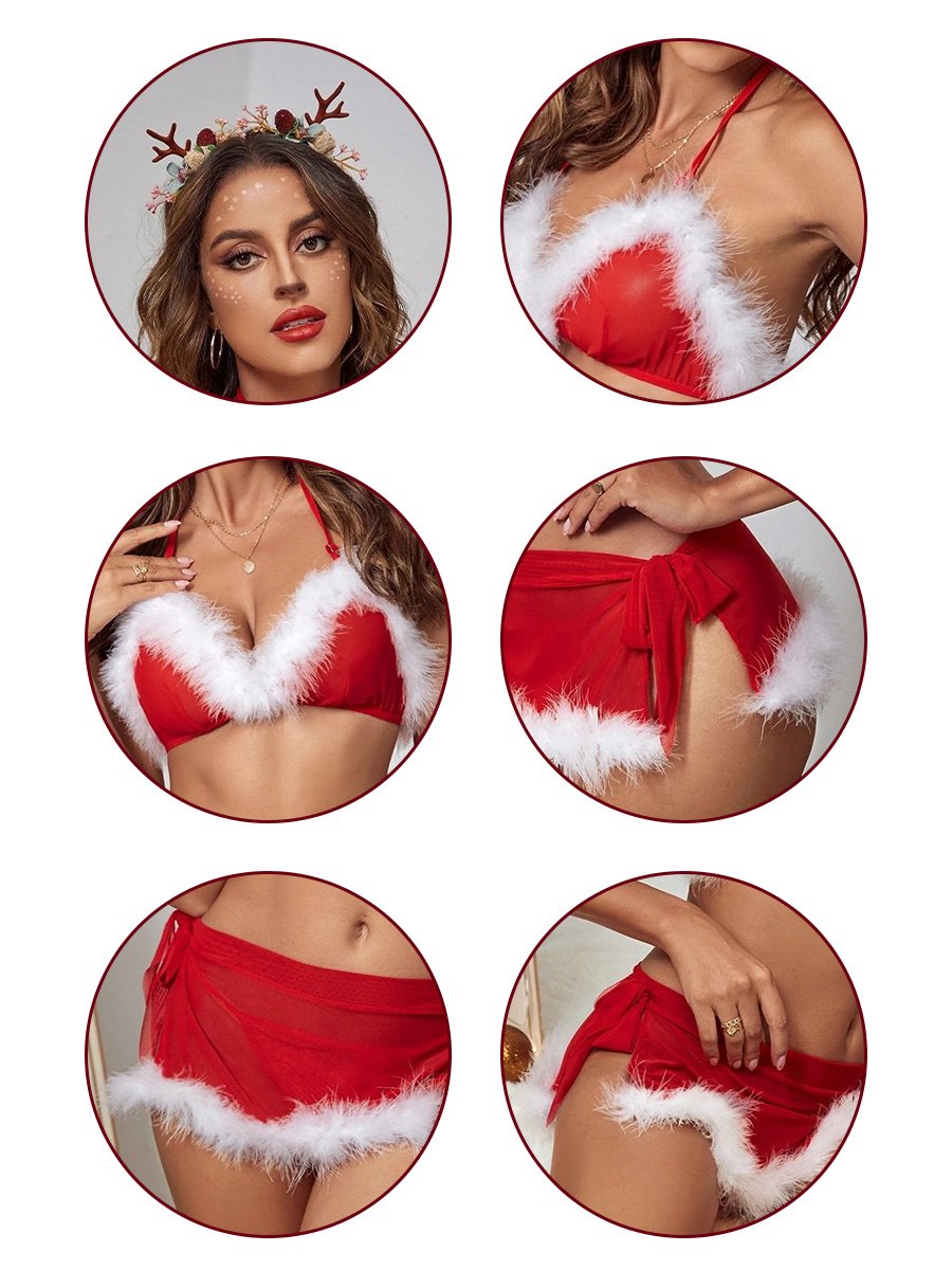 Mrs Claus Micro Bra Set