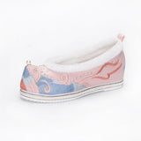 Kawaii Embroidery Wave Pearl Fuzzy Trim Flats Shoes