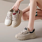 Lettering Lace-Up Platform Sneakers