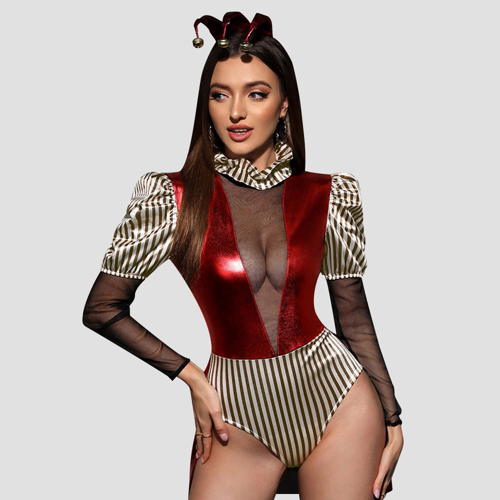 Jester Costume Adult Circus Clown Cosplay Outfits Joker Villain Romper