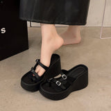 Metallic Wedge-Heel Sandals